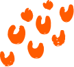 Orange paw prints on a black background.