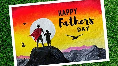 A father's day card with a man and a woman on top of a hill.