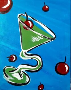 A painting of a Throw-back Thursdays 13th July with cherries in it.