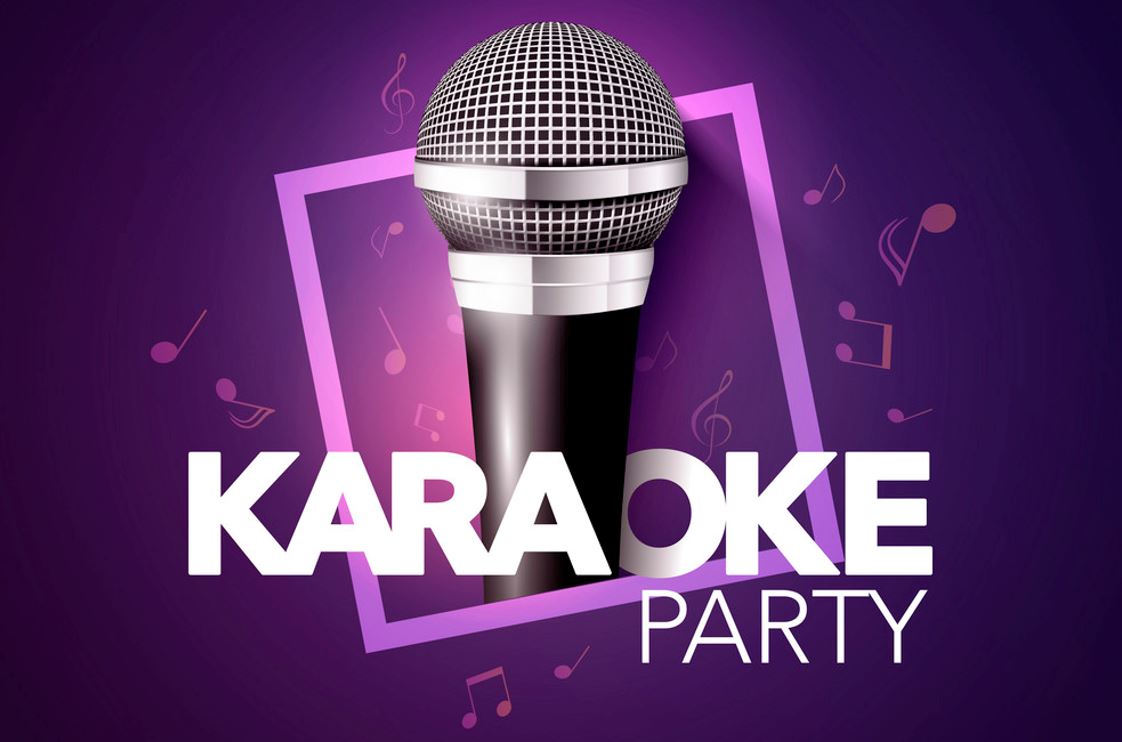 Karaoke party logo with a microphone.