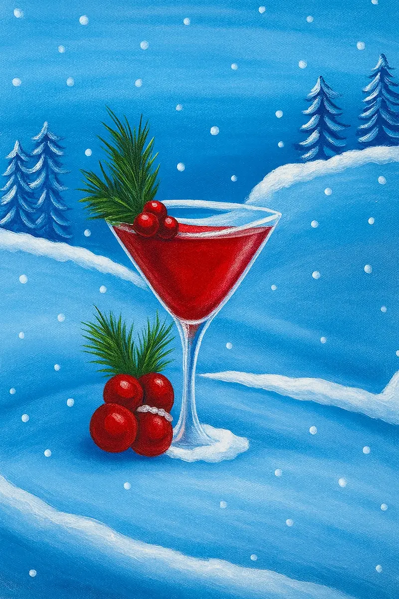 Cranberry Cocktail in Winter Landscape