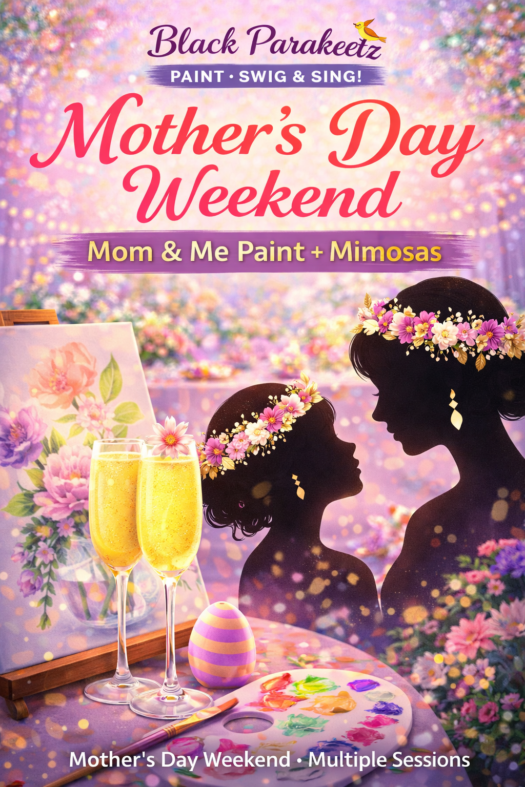 Mother’s Day Weekend Mom & Me Paint and Mimosas at Black Parakeetz
