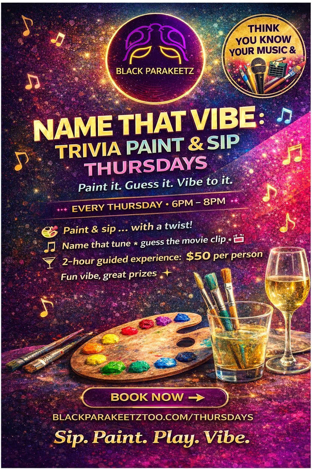 Culture and Vibes Trivia with Paint and Sip at Black Parakeetz