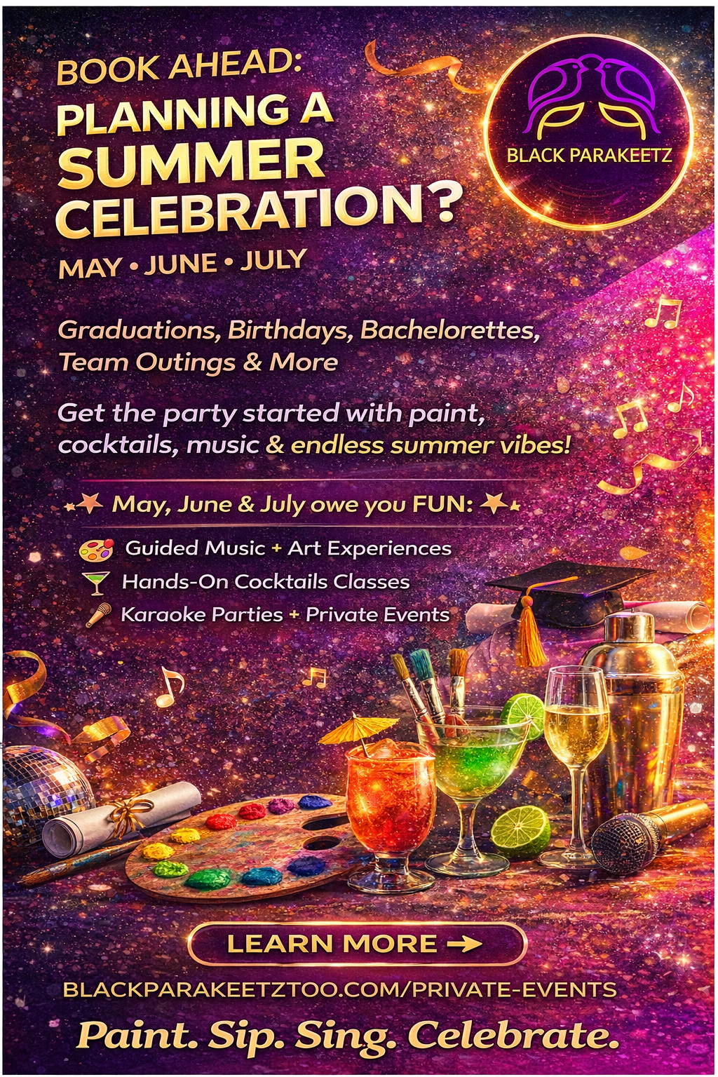 Private events and group celebrations at Black Parakeetz