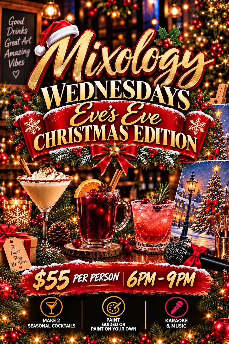 Christmas Eve Eve event artwork at Black Parakeetz